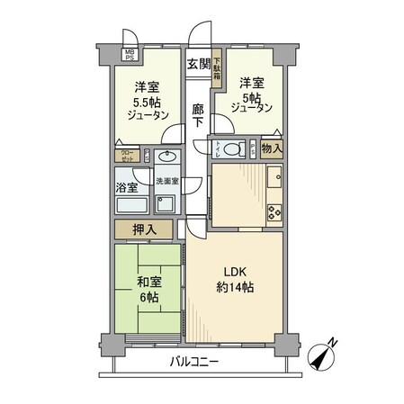 ライオンズマンション武蔵砂川の物件間取画像